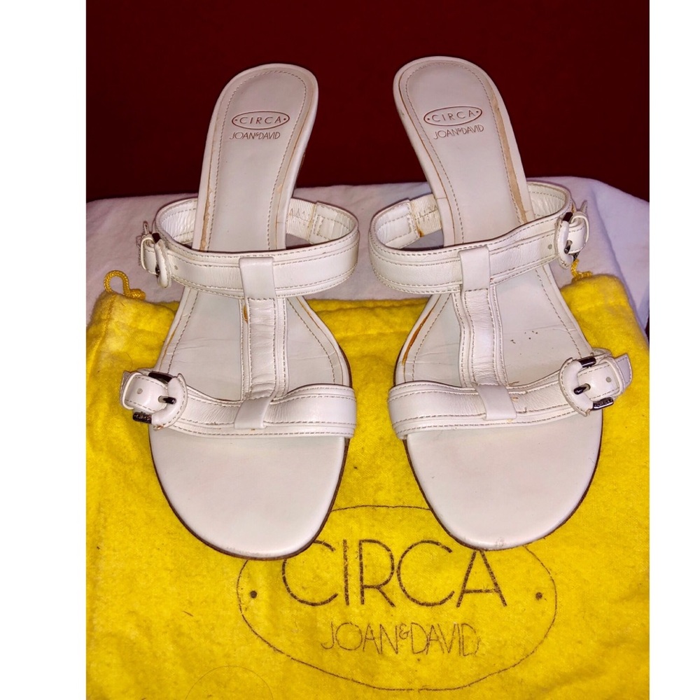 Joan & David Circa White Strap Kitten Heel Sandal